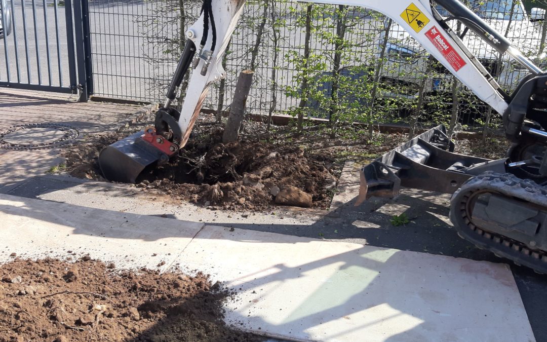 Was macht ein Bagger im Rädchenhof?