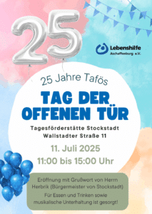 Einladung zum Jubiläum 25 Jahre Tagesförderstätte am 11. Juli 2025