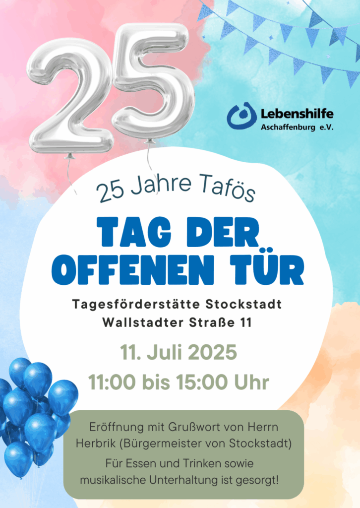 Einladung zum Jubiläum 25 Jahre Tagesförderstätte am 11. Juli 2025
