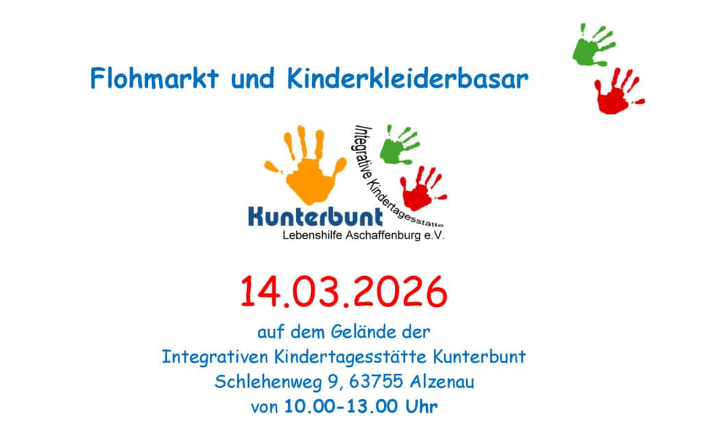 Einladung zum Flohmarkt in der Integrativen Kindertagesstätte Kunterbunt März 2026, Titelbild