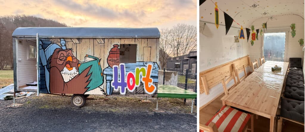 Bilder vom Bauwagen der IKT Hundertmorgenwald