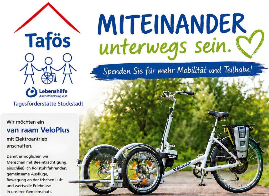Flyer Spendenaufruf Tagesförderstätte Fahrrad, Titel