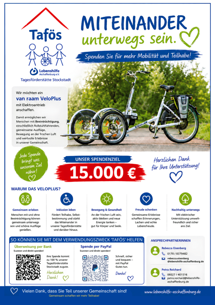 Flyer Spendenaufruf Tagesförderstätte Fahrrad